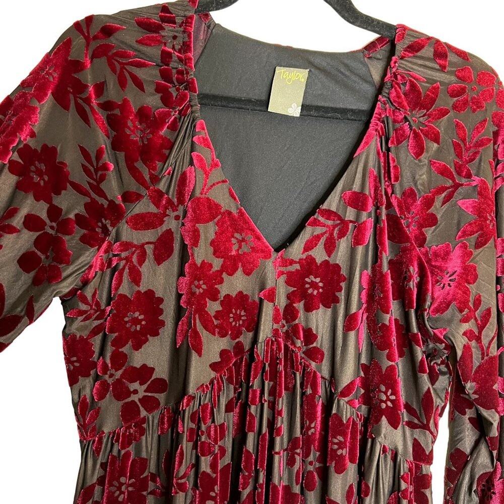 Floral Velvet Burnout Babydoll Dress US M Est Taylor Whimsigoth - Picture 8 of 11